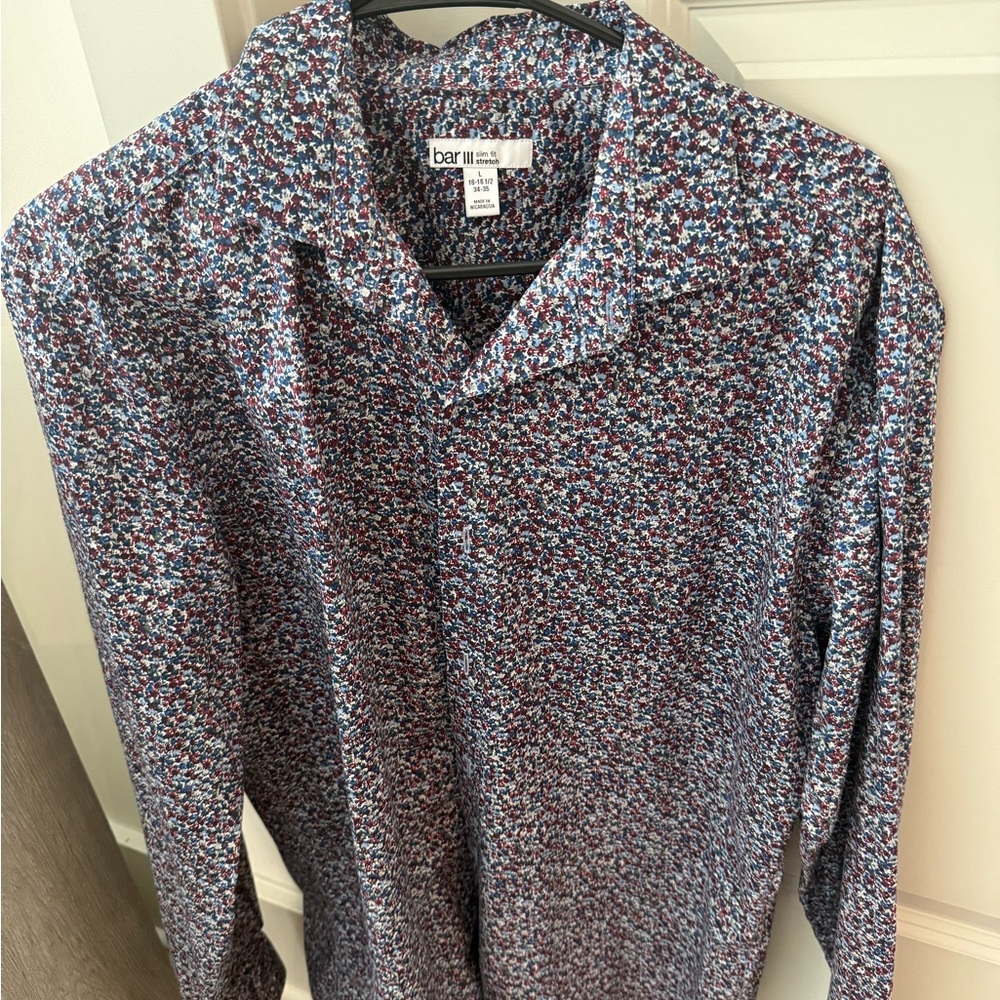 Bar III Men's Multicolor Patterned Shirt (Large)